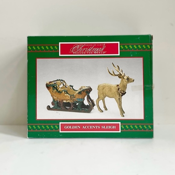 NIB House of Lloyd Christmas Around The World Reindeer Golden Accents Sleigh - Picture 12 of 12
